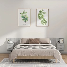 Κεφαλάρι Κρεβατιού με Κομοδίνα Γκρι Sonoma Επεξεργασμένο Ξύλο