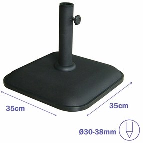 Βάση ομπρέλας Marbueno Μαύρο 35 x 5 x 35 cm Τετράγωνο