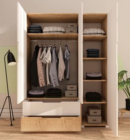 Τριφυλλη Ντουλαπα Δρυς Ζαφειρι/Λευκο FLORA 137 45x137x183