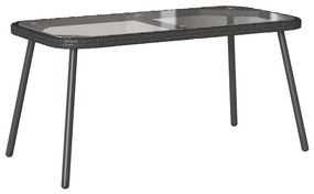 vidaXL Μαύρο Τραπέζι Καφέ 90x45x42 εκ. Πολυ Ράττεν