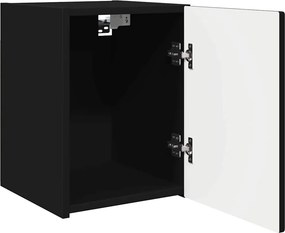 vidaXL Ντουλάπι Τηλεόρασης Τοίχου 2 pcs Μαύρο Επεξεργασμένο Ξύλο