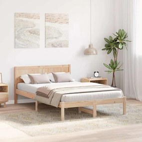 vidaXL Σκελετός Κρεβατιού Καφέ 140 x 190 cm Μασίφ ξύλο πεύκου