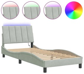 Πλαίσιο Κρεβατιού με LED Ανοιχτό Γκρι 80x200 εκ. Βελούδινο - Γκρι