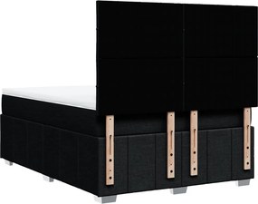 vidaXL Κρεβάτι Boxspring με Στρώμα Μαύρο 140x190 εκ. Υφασμάτινο