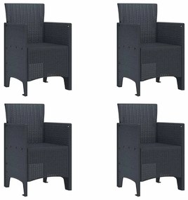 vidaXL Σέτ φαγητού για κήπο 5 pcs Ανθρακί Rattan Polt