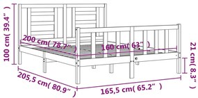 ΠΛΑΙΣΙΟ ΚΡΕΒΑΤΙΟΥ ΜΕ ΚΕΦΑΛΑΡΙ 160X200 ΕΚ. ΑΠΟ ΜΑΣΙΦ ΞΥΛΟ 3192891