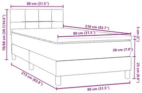 Box Spring Κρεβάτι με στρώμα Σκούρο πράσινο 80x210 cm Velvet - Πράσινο