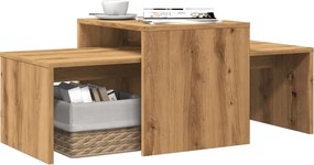 vidaXL Σετ Τραπεζάκια Σαλονιού Artisan Δρυς 100x48x40 εκ. Επεξ. Ξύλο