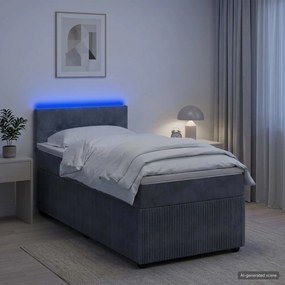 VidaXL Κρεβάτι box spring με στρώμα Σκούρο Γκρι 90 x 200 cm Βελούδο