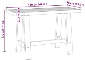 Γραφείο NOAIN με πόδια σχήματος Α 120x50x75 cm μασίφ ξύλο πεύκο - Καφέ