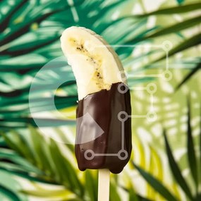 Σετ των 2 Intra Συλλεκτικό Ξύλινο Παζλ Plywood 4mm - Μπανάνα βουτηγμένη σε σοκολάτα σε βρώσιμο ραβδί Σε Ξύλινο Κουτί - Διαστάσεις: 10x10 cm – 25 κομμάτια