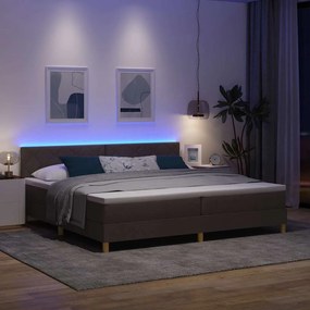 vidaXL LED Κρεβάτι με βάθρο Σκούρο Καφέ 200 x 200 cm ύφασμα