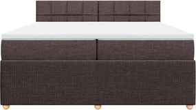 vidaXL Κρεβάτι Boxspring με Στρώμα Σκούρο Καφέ 200x200 εκ. Υφασμάτινο