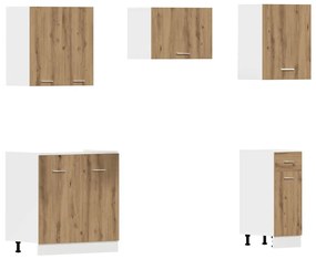 11 τεμαχίων σετ ντουλαπιών κουζίνας Artisan Oak Engineered Wood - Καφέ