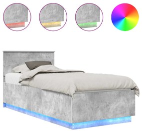 vidaXL Σκελετός Κρεβατιού με κεφαλάρι Σκυρόδεμα Γκρι 90 x 200 cm