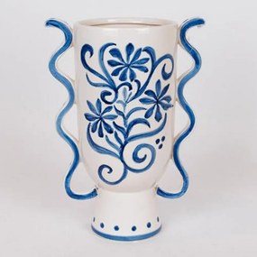 Βάζο Κεραμικό 819-00371 22,5x14x31cm Blue-White Estheti Home Κεραμικό