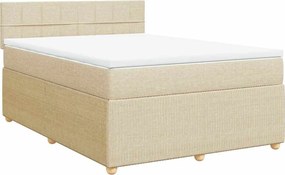 vidaXL Κρεβάτι Boxspring με Στρώμα Κρεμ 140x190 εκ. Υφασμάτινο