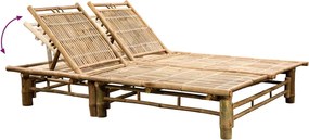vidaXL Ξαπλώστρα Διπλή από Μπαμπού με Μαξιλάρια