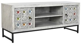 Τηλεόραση DKD Home Decor Λευκό Μπεζ Γκρι Πολύχρωμο Κεραμικά Ξύλο από Μάνγκο 130 x 40 x 56 cm