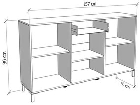 Κομότα - Μπουφές Laval 157 3K1F3V Artisan Oak - Μαύρο 157x40x90 εκ. 157x40x90 εκ.