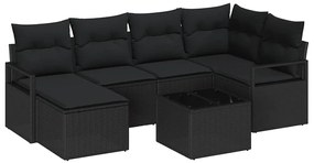vidaXL Σετ Καναπέ Κήπου 7 pcs Μαύρο Πολυ rattan, βαμμένο ατσάλι