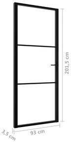 Πόρτα Εσωτερική Μαύρη 93 x 201,5 εκ. από Γυαλί ESG / Αλουμίνιο - Μαύρο