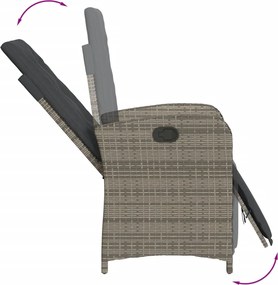 vidaXL Σετ Τραπεζαρίας Κήπου 5 τεμ. Γκρι Συνθ. Ρατάν με Μαξιλάρια