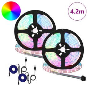 vidaXL Λωρίδα LED 2 pcs Μαύρο και Διαφανές 210 x 0,8 x 0,3 εκ.