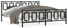 Πλαίσιο Κρεβατιού με Κεφαλάρι&amp;Ποδαρικό Μαύρο 183x213εκ. Μέταλλο