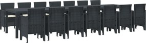 vidaXL Σετ Τραπεζαρίας Κήπου με Μαξιλάρια 15 pcs Ανθρακί PP