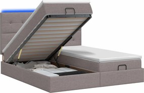 vidaXL Κρεβάτι Ottoman με Στρώμα και LED Taupe 160 x 200 cm Ύφασμα