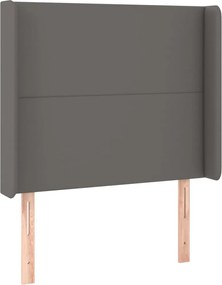 vidaXL Κρεβάτι Boxspring με Στρώμα &amp; LED Γκρι 90x200 εκ. Συνθ. Δέρμα