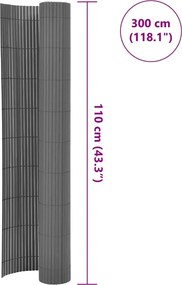 vidaXL Περίφραξη Κήπου Διπλής Όψης Γκρι 110 x 300 εκ.