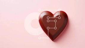 Σετ των 2 Intra Συλλεκτικό Ξύλινο Παζλ Plywood 4mm - Σοκολάτα σε σχήμα καρδιάς σε ροζ φόντο Σε Ξύλινο Κουτί - Διαστάσεις: 10x10 cm – 25 κομμάτια