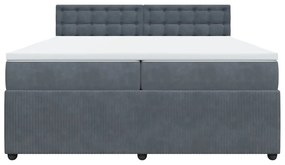 vidaXL Κρεβάτι Boxspring με Στρώμα Σκούρο Γκρι 200x200 εκ. Βελούδινο