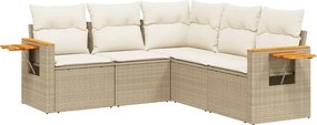 vidaXL Patio Sofa Set 5-θέσια Beige and Cream