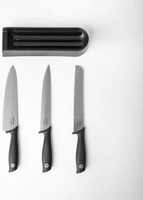 Σετ 3 μαχαιριών Brabantia Tasty+ 1001176, Σκληρυμένο ατσάλι, Ανθεκτικό σε γρατζουνιές και διάβρωση, Σκούρο γκρι