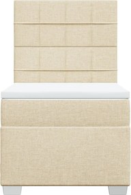 vidaXL Κρεβάτι Boxspring με Στρώμα Κρεμ 90x190 εκ.Υφασμάτινο