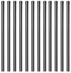 vidaXL Πό posts φράχτη 12 pcs Γκρι 100 cm Ατσάλι με Επικάλυψη Πούδρας