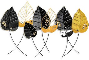 Διακοσμητικό Τοίχου Casting Leaf 930DYU1227 112x67cm Black-Gold Wallity Μέταλλο