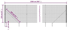 vidaXL Συρματόπλεγμα Περίφραξης Πράσινο 2,2 x 25 μ. με Καρφωτές Βάσεις