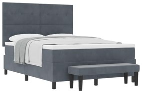vidaXL Κρεβάτι Box Spring με Στρώμα & Πάγκο Σκούρο Γκρι 140 x 200 εκ.