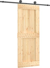 vidaXL Συρόμενη Πόρτα Φυσικό και Μαύρο 80 x 210 cm