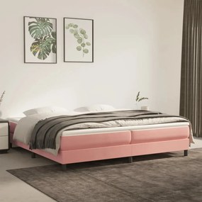 3144356 vidaXL Κρεβάτι Boxspring με Στρώμα Ροζ 200x200 εκ. Βελούδινο Ροζ, 1 Τεμάχιο