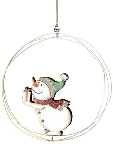 Χριστουγεννιάτικο Μεταλλικό Στολίδι Χιονάνθρωπος 16cm 4748a