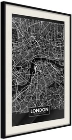 Αφίσα - City Map: London (Dark) - 20x30 - Μαύρο - Με πασπαρτού