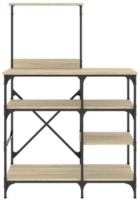 Ραφιέρα Κουζίνας Sonoma Δρυς 90x40x132 εκ. Επ. Ξύλο &amp; Μέταλλο - Καφέ