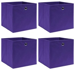 vidaXL Κουτιά Αποθήκευσης 4 τεμ. Μοβ 28 x 28 x 28 εκ. Ύφασμα Non-woven