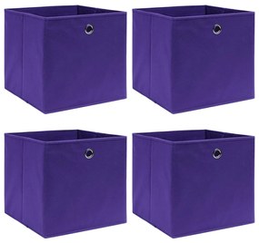 vidaXL Κουτιά Αποθήκευσης 4 τεμ. Μοβ 28x28x28 εκ. Ύφασμα Non-woven