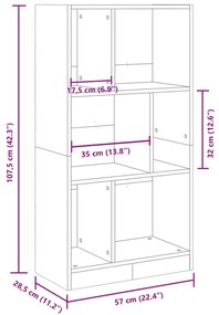 Βιβλιοθήκη Λευκή 57x28,5x141 εκ. από Επεξεργασμένο Ξύλο - Λευκό